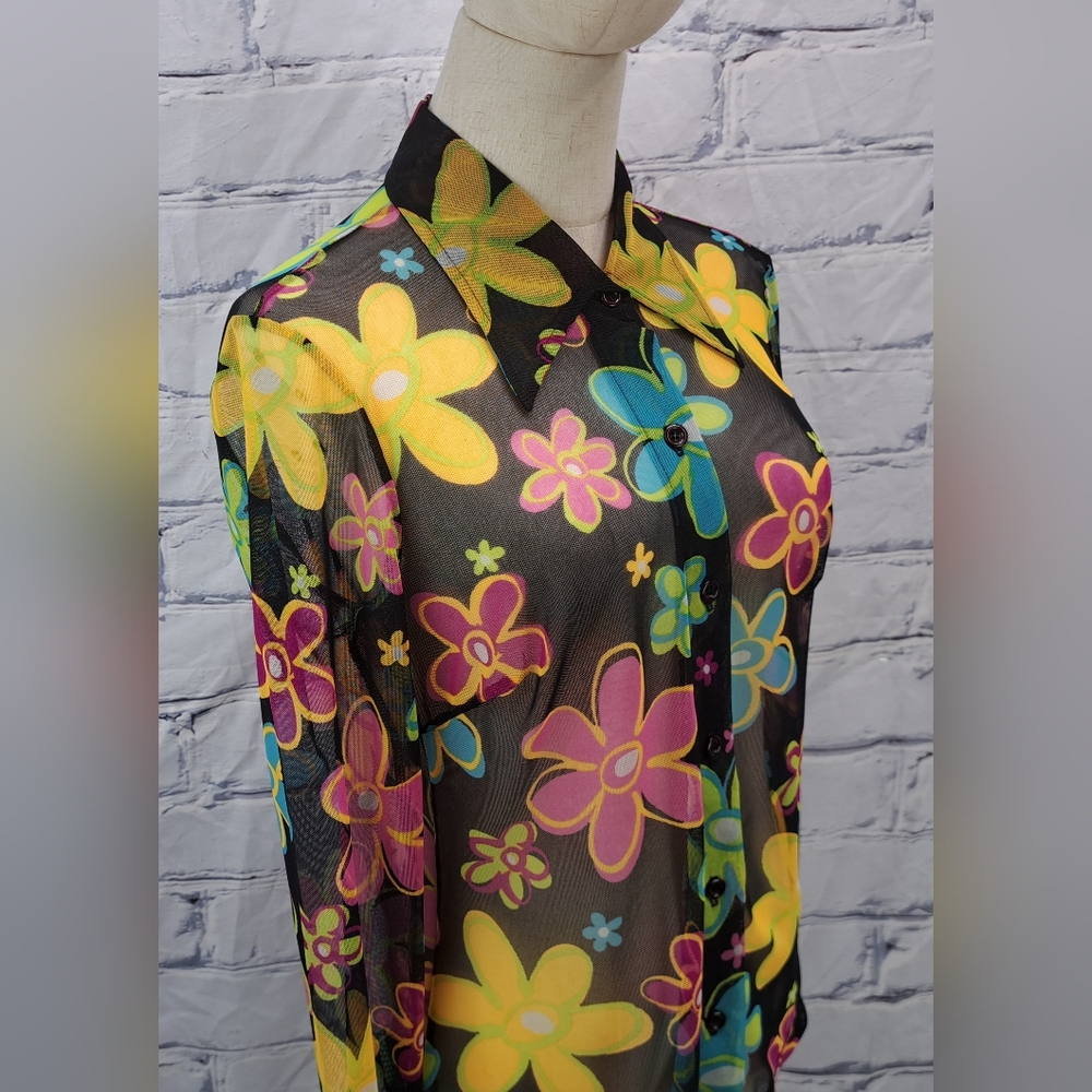 XOXO In America and Abroad Women's Shirt Hippie Floral Vintage 90s 80s Medium - Picture 10 of 13